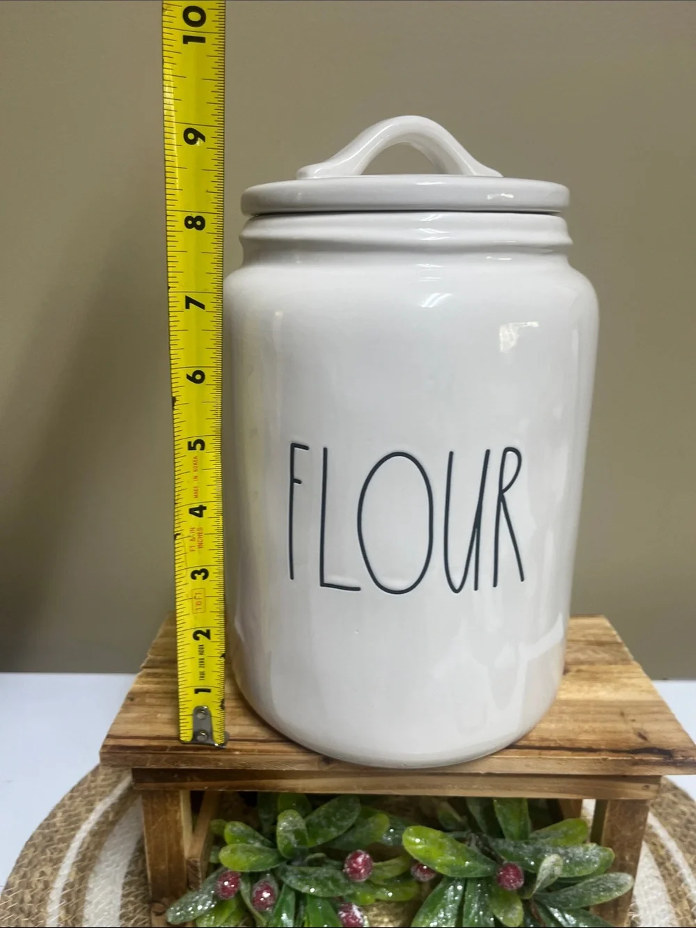 Rae Dunn “Flour” Ceramic Canister in good condition
